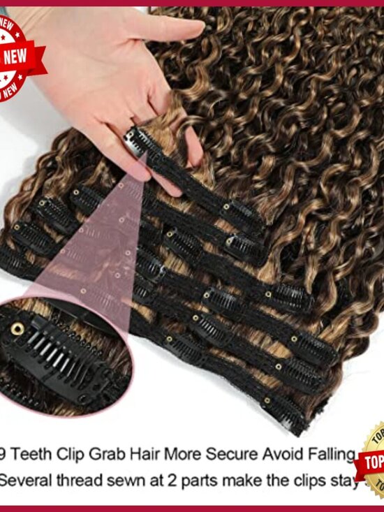 10-Piece Clip-In Human Hair Extensions, Water Wavy Curly Style, 120g main image 4